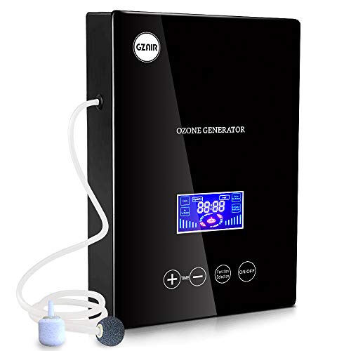 GZAIR Portable Ozone Generator - Air Sterilizing & Freshening System Cleaner Machine with Silicone Tubes, 2 Diffuser Stones & Timer; Purifies Air, Water, Food, Toothbrush,Home,Office