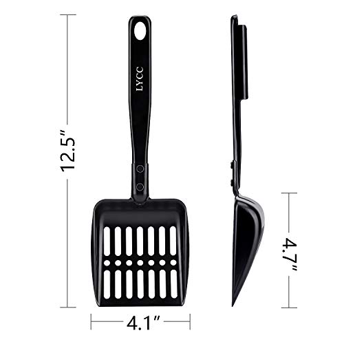 LYCC Cat Litter Scooper Non-Stick Shovel Full Metal Material Solide and Strong Handle,Pet Sifter Kitty Cat Litter with 1 Pcs Hook Easy to Storage