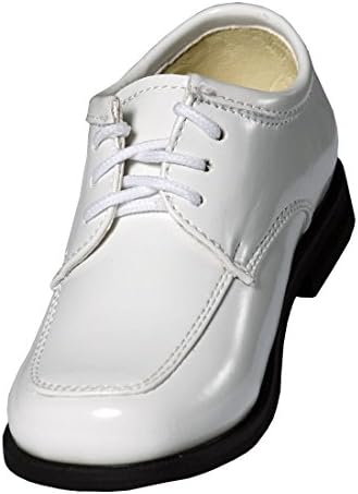Boys White Square Toe Tuxedo Shoe