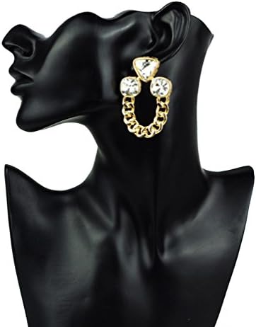 Superhai Crystal Geometry Gold Chain Earring