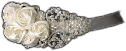 Floral Lace & Pearls Wedding Bridal Sash Belt - Ivory