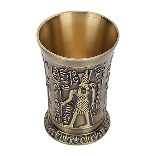 Sun God Pattern Creative Wine Glass, Vintage Metal Shot Glass for Whiskey Vodka, Unique Goblet Glassware for Parties