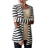 Women Cardigan,Haoricu Autumn Women Casual Long Sleeve Striped Cardigans Coat