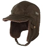 Fancet Mens Aviator Hat Winter Trapper Bomber Faux Fur Leather Pilot Cap for Large Head 24 Inch Women Earflaps Brown
