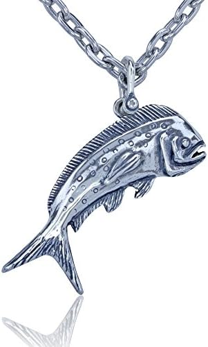 NAUTORADolphinfish Necklace - Dolphin, Dorado, Mahi Pendant Crafted in Sterling Silver on a 24" Necklace Box Chain