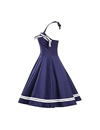 VESTIDO Retro Sailor - Vestido Halter S-3 XL Mujer 1950 clásico Rockabilly Pinup Retro Sailor vestido de cóctel 4 colores 6 tamaños