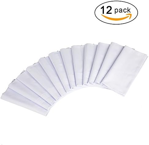 White Handkerchiefs-100% Cotton for Men--Pack of 12