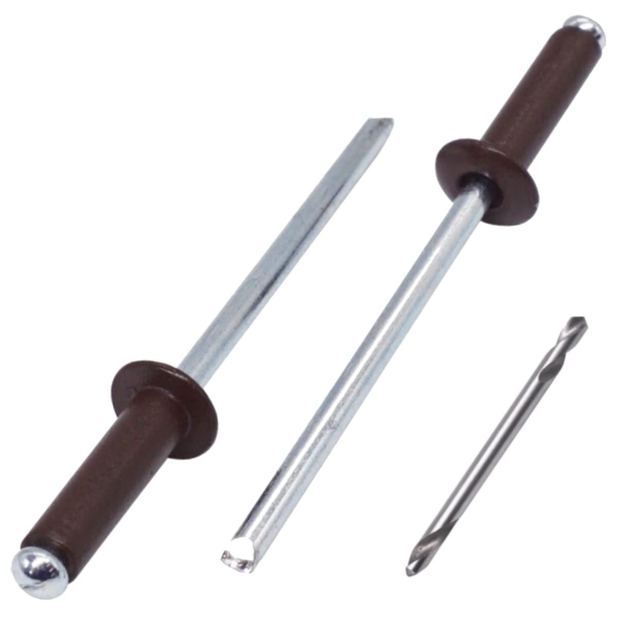 SKIR'CO (50 pcs) Painted Blind Rivets 4.0 x 16 mm, Aluminium Pop Rivets, Drill Bit Included (Chocolate Brown RAL 8017)