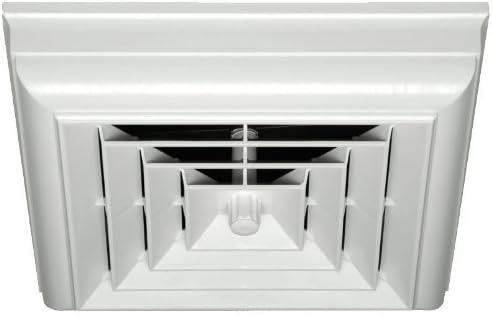 Havaco Quick ConnectHT-CCG6B-S1D White Square Capital Crown Ceiling Diffuser and 6 in. Boot with Rotary Damper