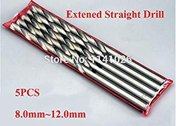 Generic 9point 8 : New Brand 5PCS 8.0mm-12.0mm Extra Long High Speed Steel Twist Drill Bit Straigth Shank Auger metal Drilling Bit