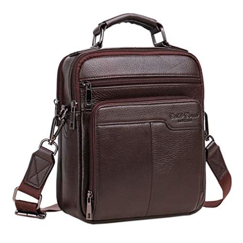 Xieben Business Leather Shoulder Messenger Bag for Men Travel Outdoor Crossbody Handbag Briefcase Wallet Phone Pouch Purse Casual Daypack Coffee