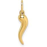 Diamond2Deal 10K Yellow Gold Hollow Italian Horn Charm Pendant