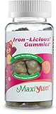 Iron Vitamin Gummies by Maxi Health - Made in USA - Perfect for Picky Kids & Adults, Kosher