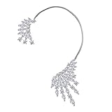 Left Ear Wrap Earrings CZ Cubic Zirconia Platinum Plated Ear Climber Crawler for Women Girl