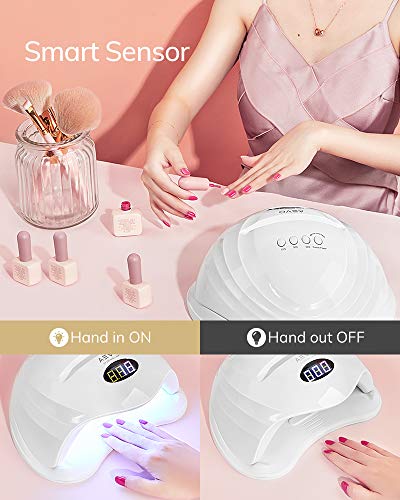 AEVO UV LED Nail Lamp, 48W Dual LED UV Lights for Curing Nail Polish Fast, Nail Dryer Light [Fast Drying] [Automatic Sensor & Digital Display] [5 Modes] [Professional Salon at Home]