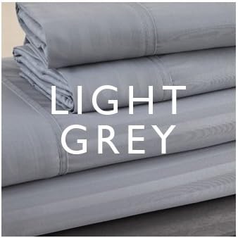 Bed Sheet Set Fitted Mattress Linens King Queen Full Dobby Stripe Light Grey