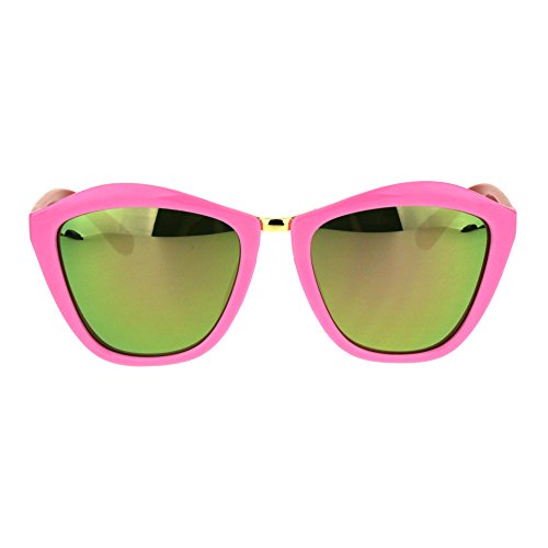 Girls Kids Size Colored Mirror Butterfly Cat Eye Designer Plastic Sunglasses Pink Peach