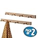 mDesign Decorative Wood Wall Mount 4 Hook Storage Organizer Rack for Coats, Hoodies, Hats, Scarves, Purses, Leashes, Bath Towels & Robes - 2 Pack - Natural Finish