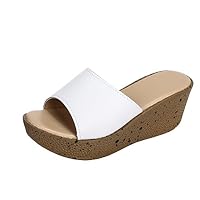 MAIERNISI JESSI Women Platform Wedges Mule Mid Heel Open Toe Slides Sandals White 41 - Size 9
