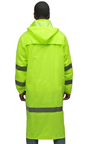 Galeton 8000965-XXL-LI 8000965 Repel Rainwear Reflective 0.35 mm PVC Raincoat, 46" Long, Lime, XX-Large