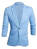 Allegra K Men Long Sleeves Notched Lapel One Button Closure Slim Fit Blazer