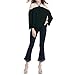 WLLW Women Chiffon Off Shoulder Long Sleeve Halter Neck Shirt Blouse Tops. Black, Small