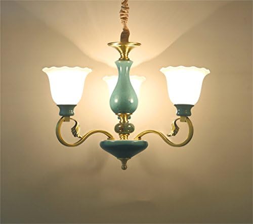 European Style Living Room Chandelier Full Copper Lamp Luxury Ceramic Modern Simple Restaurant Bedroom Lamp French Glass Chandelier