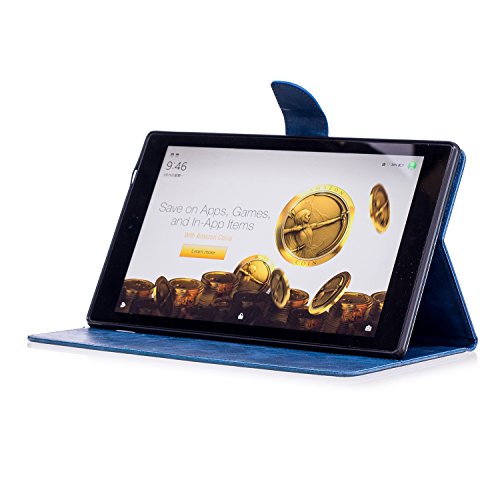 Tikeda Bear Case for All-New Fire HD 10 Tablet (7th 5th Generation, 2017/2015 Release) Folio Stand Cover with Pocket Auto Wake / Sleep for Fire HD 10.1 Inch Tablet (Bear Blue)