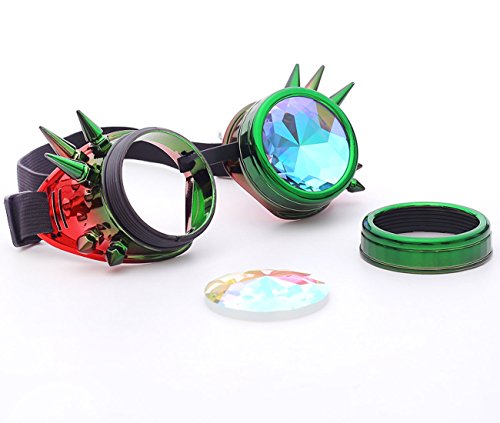 Careonline Vintage STEAMPUNK GOGGLES&Glasses Bling Lens Rustic Goth COSPLAY PARTY Rivets