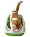 Two Meows Cat Litter Box - High Sided Lid - Open Top Entry, Green