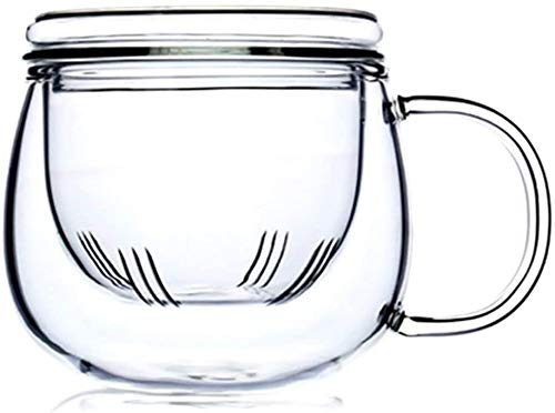 Glass Tea Cup with Infuser 12 OZ, Borosilicate Glass Mug, Durable Heat Resistant Suitable for Tea, Beverages, Ice Coffee