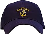 Captain with Ships Anchor Embroidered Baseball Cap - Navy