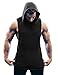 URRU Men's Hooded Tank Tops Workout Sleeveless Muscle Shirt with Kangaroo Pocket S-XXL