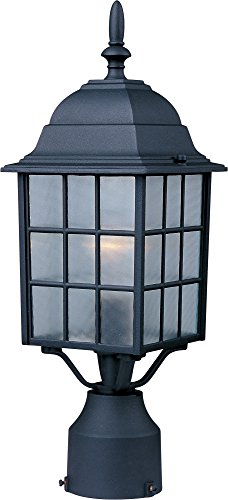 Maxim 1052BK North Church 1-Light Outdoor Pole/Post Lantern, Black Finish, Clear Glass, MB Incandescent Incandescent Bulb , 25W Max., Dry Safety Rating, 2900K Color Temp, Standard Dimmable, Glass Shade Material, 5520 Rated Lumens