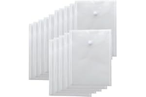 12Pcs Large Clear Plastic Envelopes（9.45in*7.09in） Snap-Button Closure Plastic Document Folders – Transparent File Holders fo