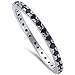 Black Onyx Eternity Band .925 Sterling Silver Ring Sizes 3-11