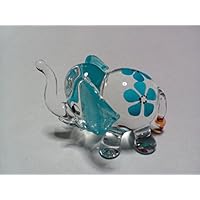 Dollhouse Miniatures Hand Blown Art Blue Elephant Flower FIGURINE Animals Decor by Ayutthaya shop