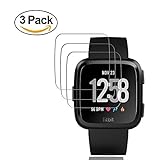 [ 3-Pack ] Fitbit Versa Screen Protector, Masua Waterproof 9H Tempered Glass Screen Protector for Fitbit Versa Smart Watch [2.5D Round Edge] [9H Hardness] [Crystal Clear] [Anti-Scratch] [No-Bubble]