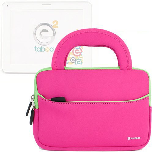 Evecase Tabeo e2 8 inch Kids Tablet Neoprene Sleeve Case Slim Briefcase w/ Handle & Accessory Pocket / Ultra Portable Travel Carrying Case Sleeve Portfolio Pouch Cover – Hot Pink
