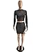 Womens Lace Up Bandage Bodycon Crop Top and Skirt Set 2 Piece Outfits Black M