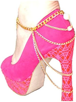 JY Jewelry Gold Tone simple Multilayer Thick Leg Chain pearl High heels Anklet