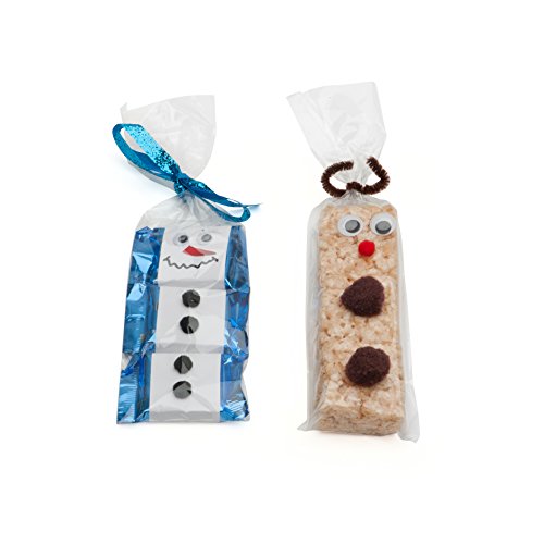 LSP - 125 Pack of 11" x 3" Clear Cellophane Treat Party Favour Bag - Cello gift Bag for Candy Pretzel Chocolate, Cake Pops, Biscotti - Complete with 125 Silver Twist Ties