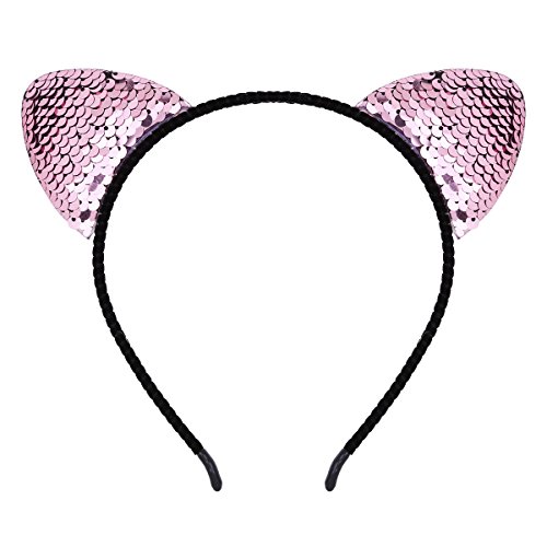 image for TiaoBug Color Changing Glitter Kitty Headbands Cat Ear Hair Hoops for 