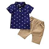 Weixinbuy Little Baby Boy Short Sleeve Lapel Shirt + Shorts Outfit 2 Pcs Clothes Set