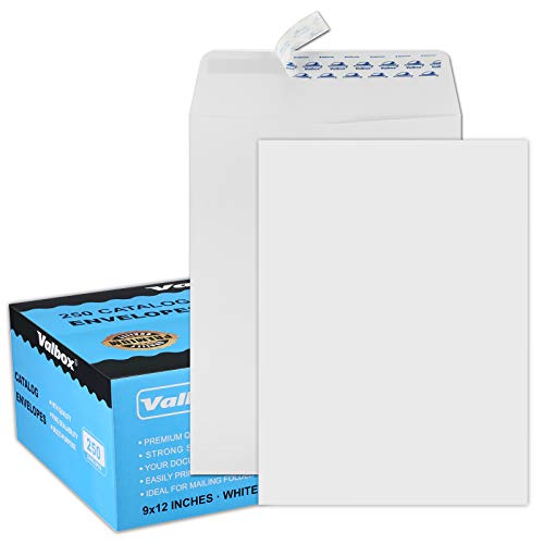 ValBox 9x12 Self Seal Catalog Envelopes 250 Packs White Envelopes with