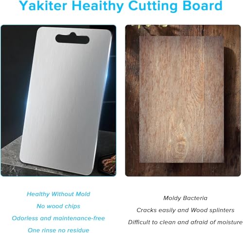 Stainless Steel Cutting Board for Kitchen,Upgrade Double Sided Use chopping board for Vegetables, Fruits Cutter, Meats,Dishwasher Safe(39 * 29cm)