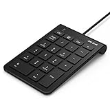 Wired Number Pad, Jelly Comb Ultra Slim Portable 22-Key Wired Numeric Keypad with Multi-Function for Laptop, PC, Desktop, Notebook and More - Black