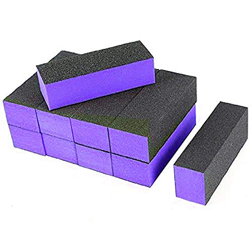 10 Pcs Nail Buffer Sanding Block Polisher Buffing File 100/180 Grit 3 sides Nail Files Art Pedicure Manicure File(Black Purple) - Thumbnail 4