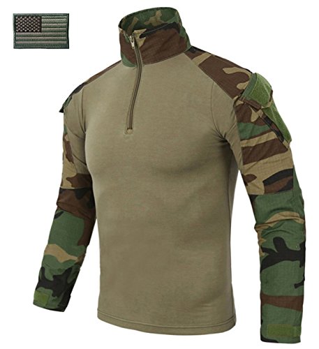 CRYSULLY Men Fall Military Paintball Hunting BDU Combat Tactical Gen3 Shirt Airsoft Combat Shirt Camo t-Shirt Jungle