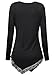 DJT Women's Long Sleeve Boat Neck Lace Hem Tunic Shirts Large Black